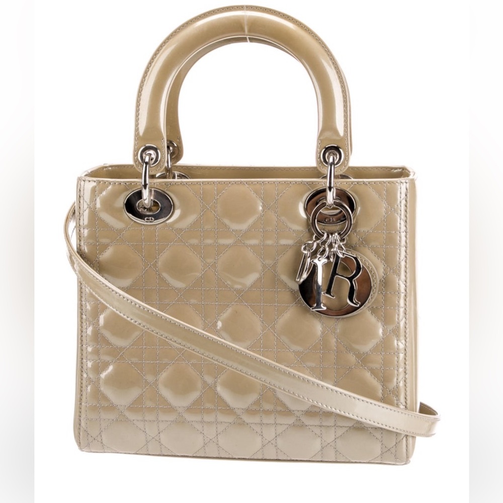 Lady Dior Tan Patent Leather medium Bag authentic